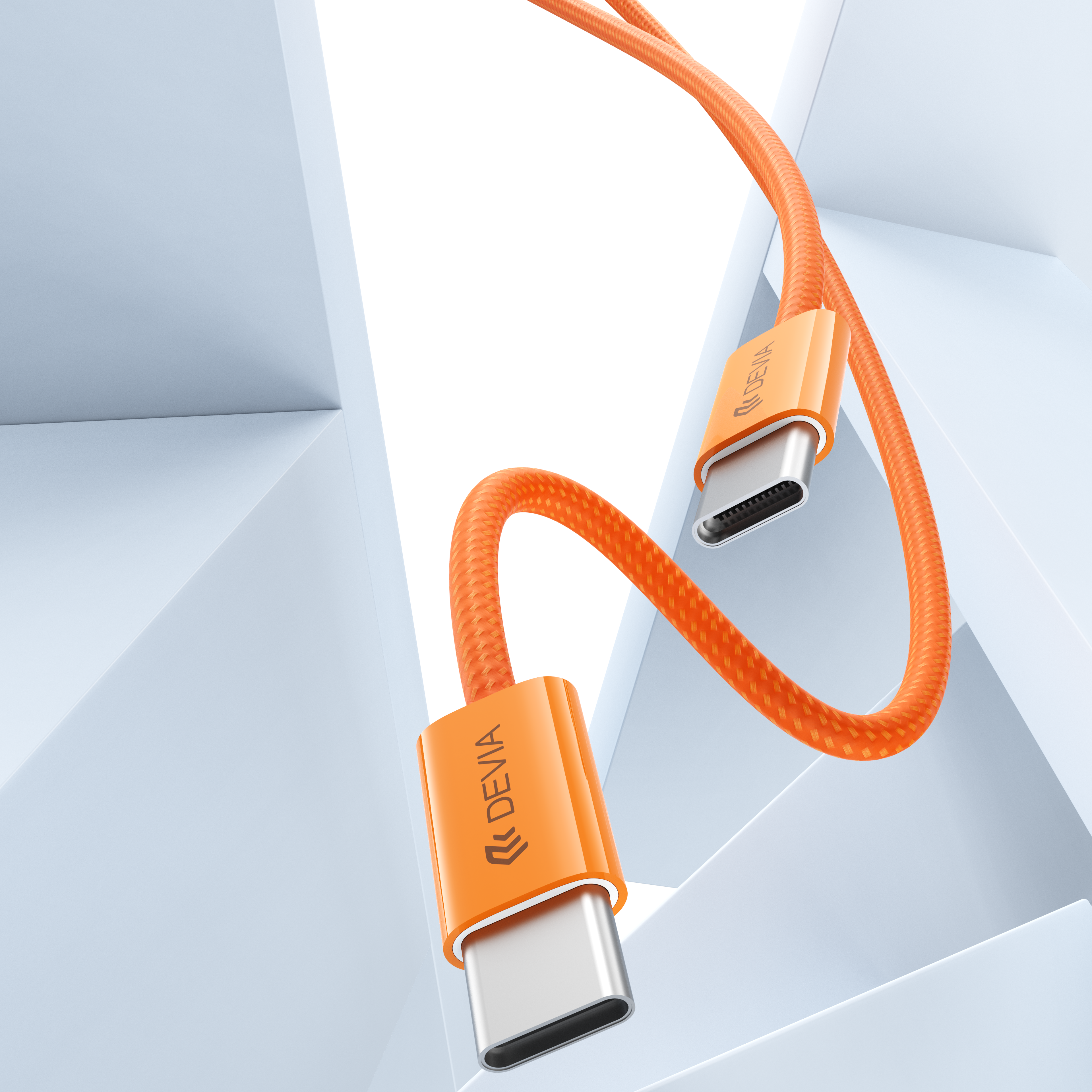 Devia Smart Series Câble Tressé USB-C vers USB-C PD 60W, Charge Rapide 3A, 1M Orange