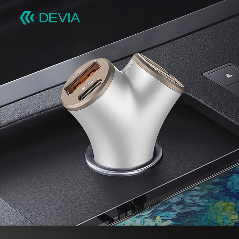 Devia Smart Series Chargeur voiture rapide 48W, 2 USB-A + 2 Type-C