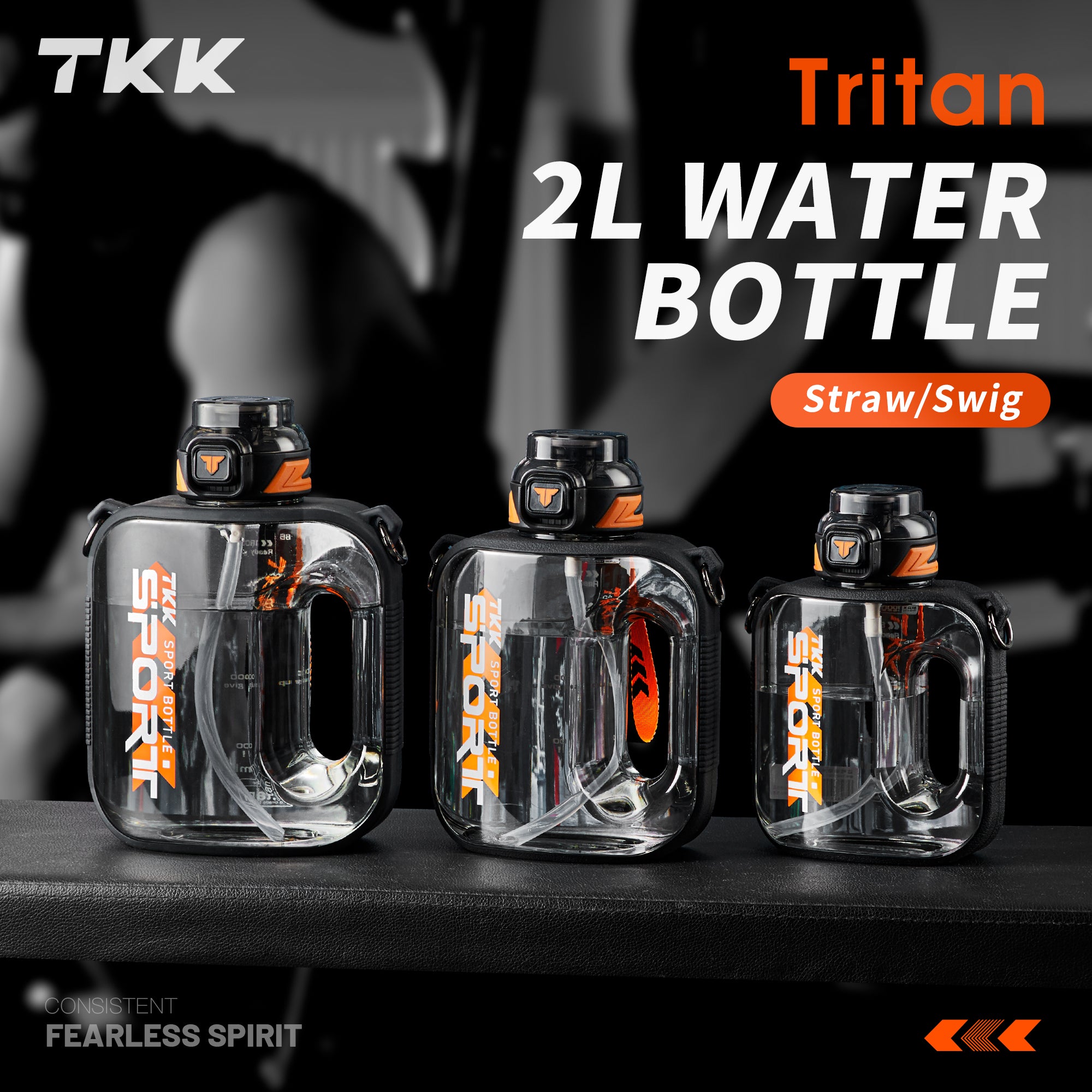 TKK Gourde de Sport en Tritan avec paille, sans BPA, idéale pour le Sport