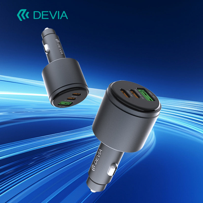 Devia Extreme Speed Series Chargeur voiture rapide 16W, USB + double Type-C, métal