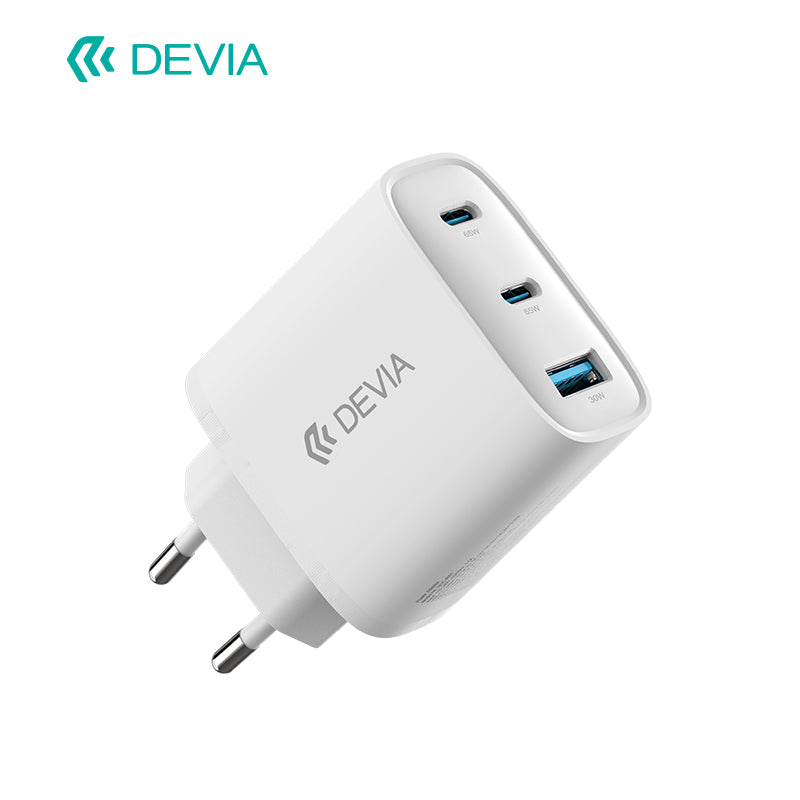 Devia Extreme Speed Series Adaptateur GaN 65W, USB-A + 2 Type-C, avec câble, prise EU