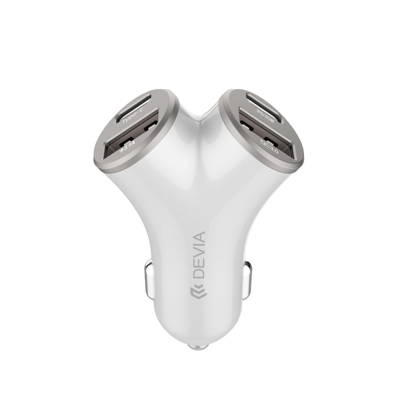 Devia Smart Series Chargeur voiture rapide 48W, 2 USB-A + 2 Type-C