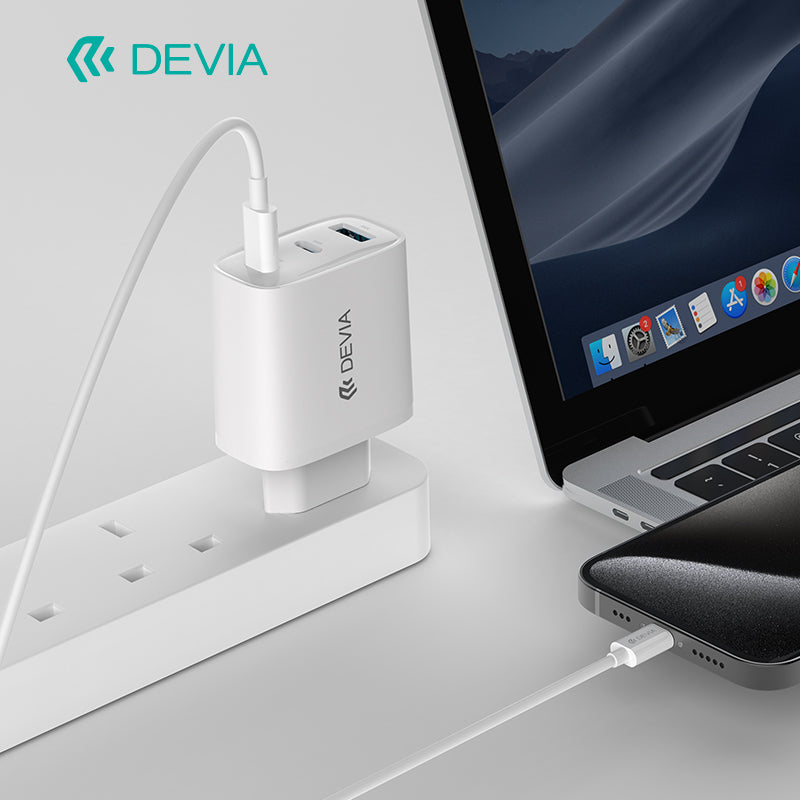 Devia Extreme Speed Series Adaptateur GaN 65W, USB-A + 2 Type-C, prise EU