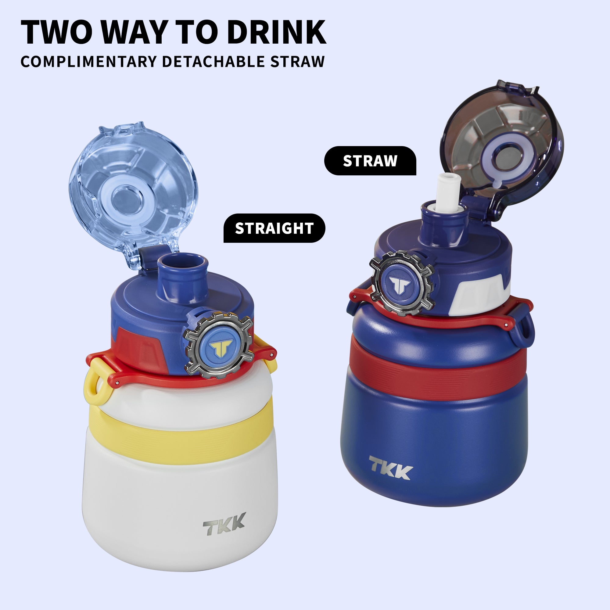 TKK Gourde isotherme enfant 600ml avec paille en acier inoxydable