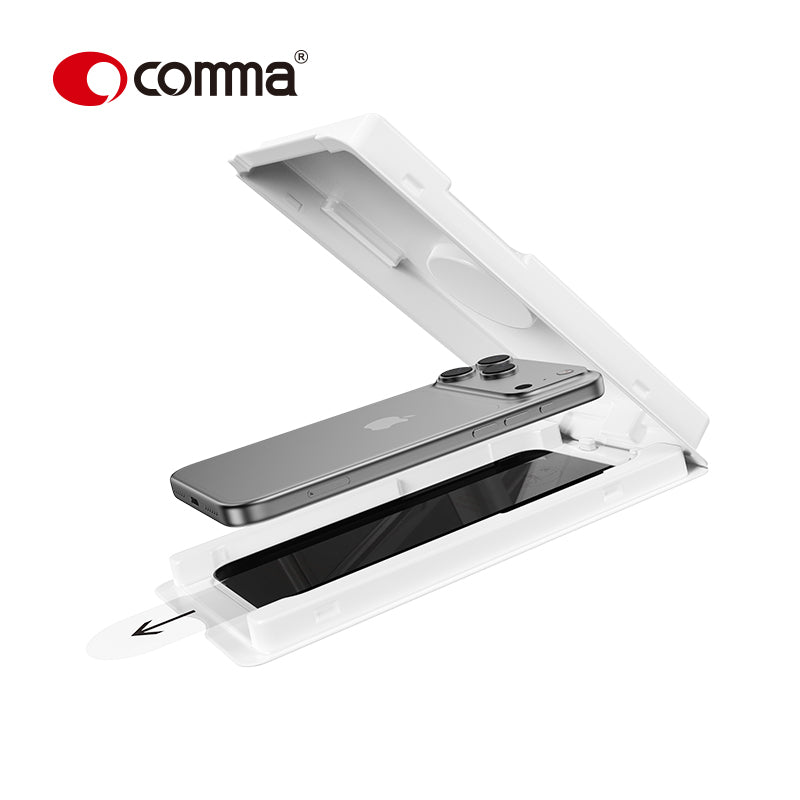 Comma Dun Series Verre trempé confidentialité avec outil d’installation pour iPhone 17 Pro Max
