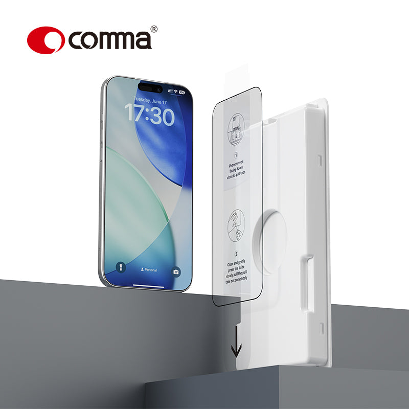 Comma Dun Series Verre trempé AR HD avec outil d’installation pour iPhone 17 Pro Max