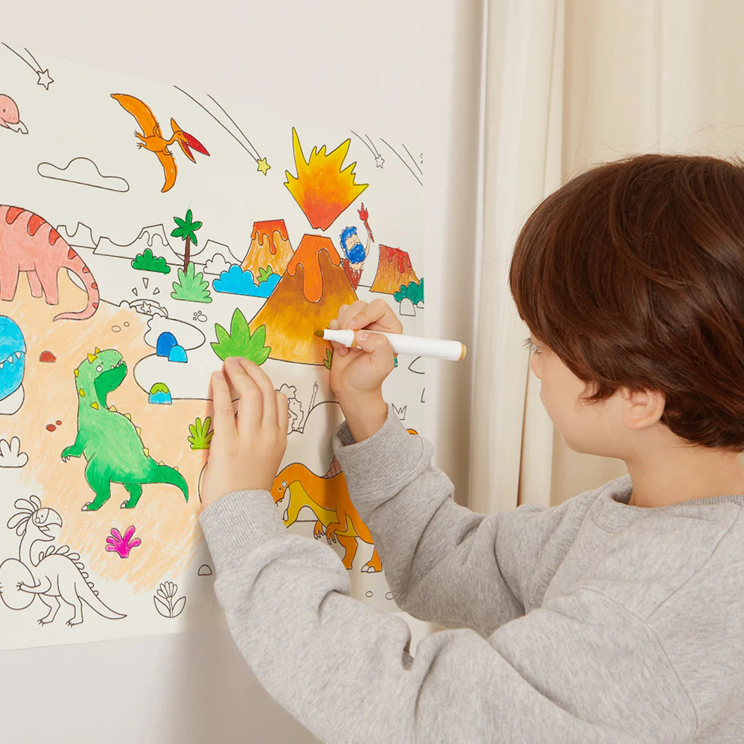 Mideer Rouleau de coloriage adhésif 4 mètres: Les incroyables dinosaures