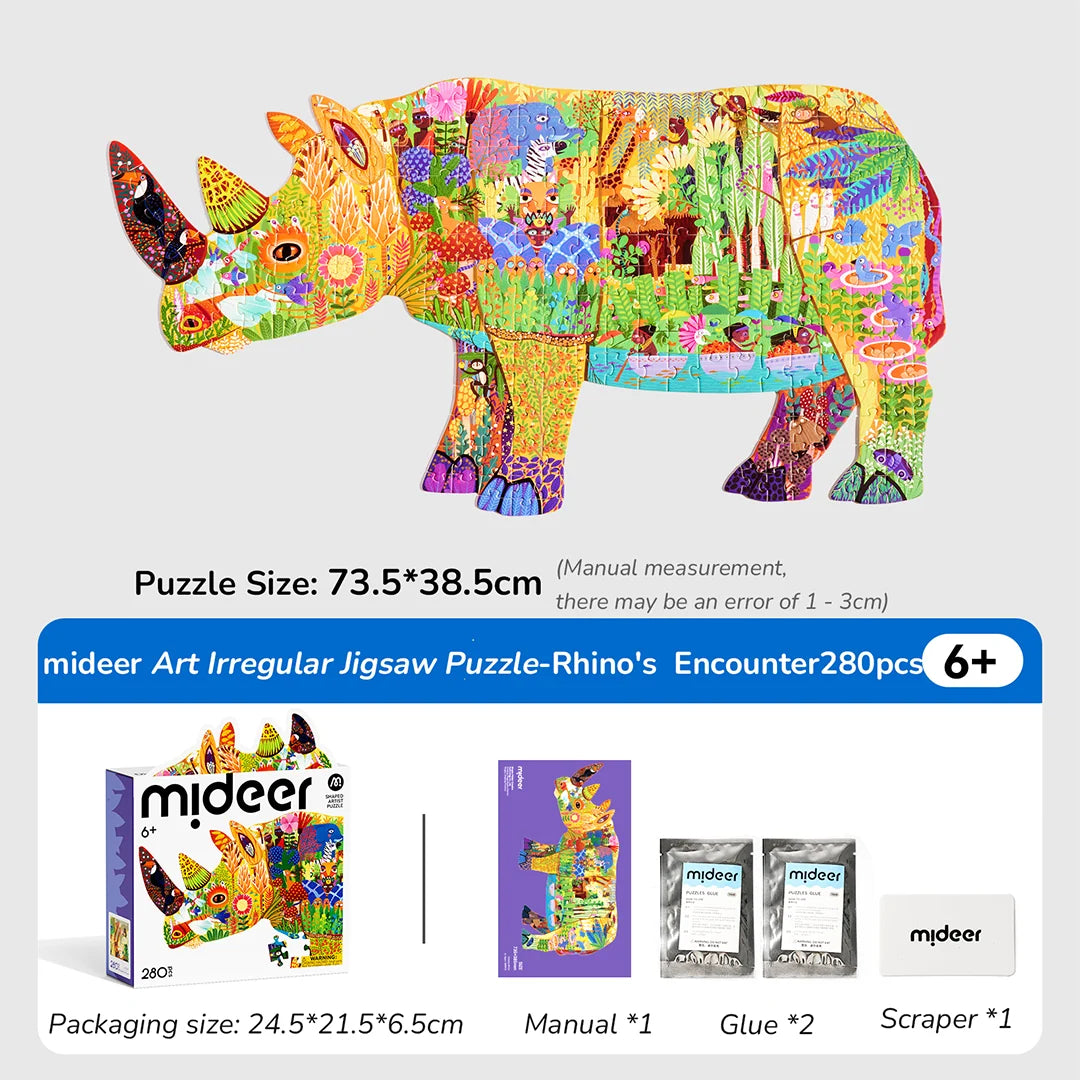 Mideer Puzzle Artistique : Rhinocéros Rêveur, 280 Pièces