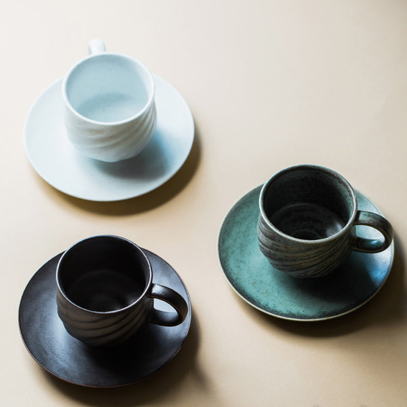Set de 3 Tasses Premium en Céramique pour Café et Thé avec Soucoupes