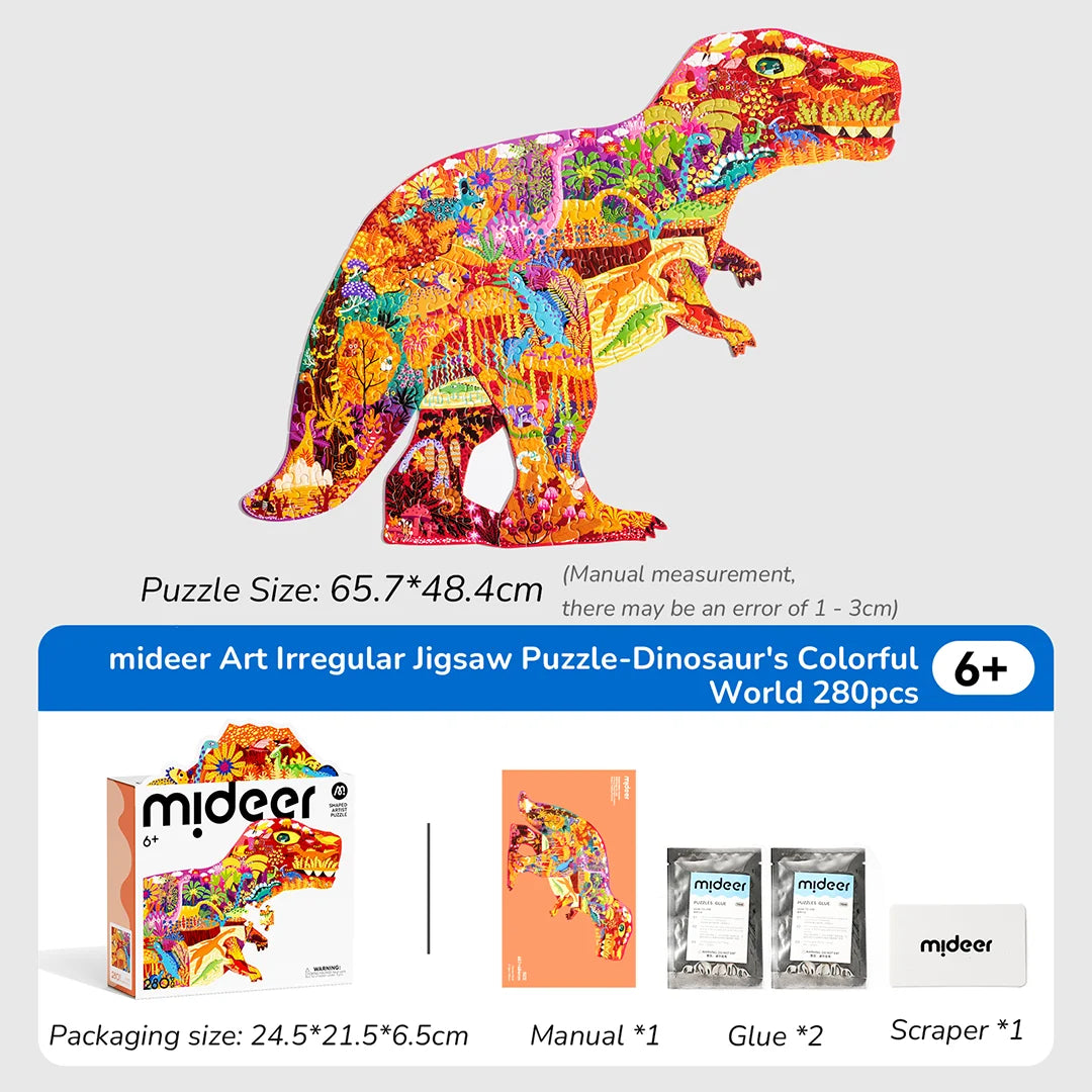 Mideer Puzzle Artistique : Monde des Dinosaures, 280 Pièces