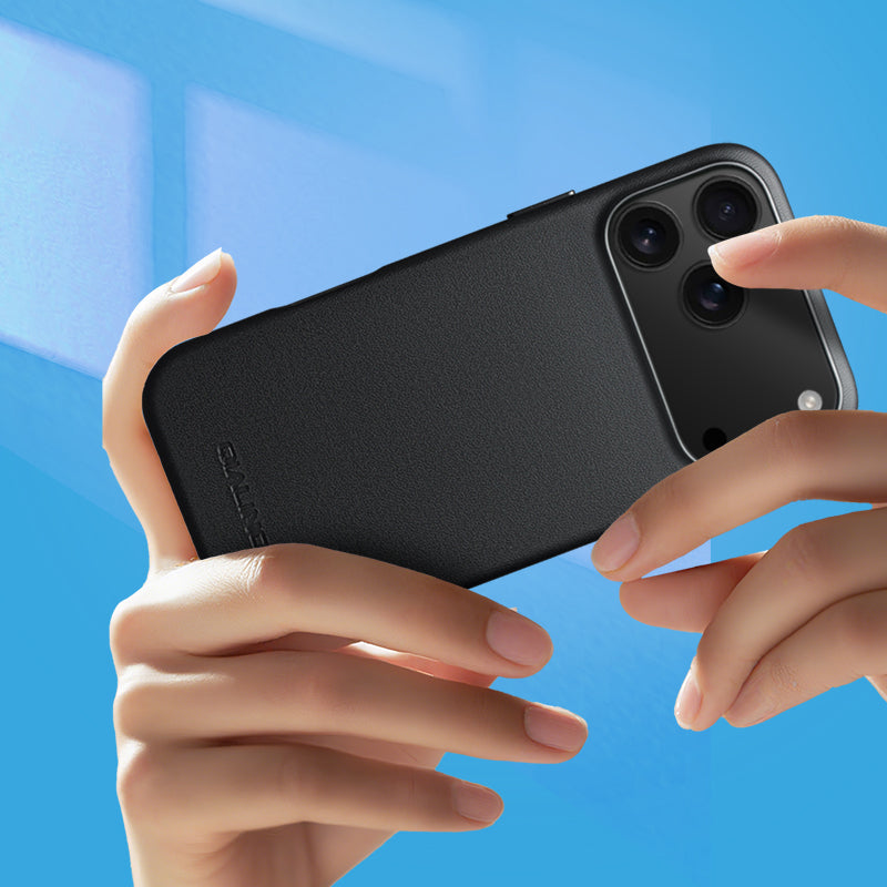 QIALINO Coque arrière Premium Noir, en cuir véritable fait main, compatible MagSafe, pour iPhone 17 Pro Max