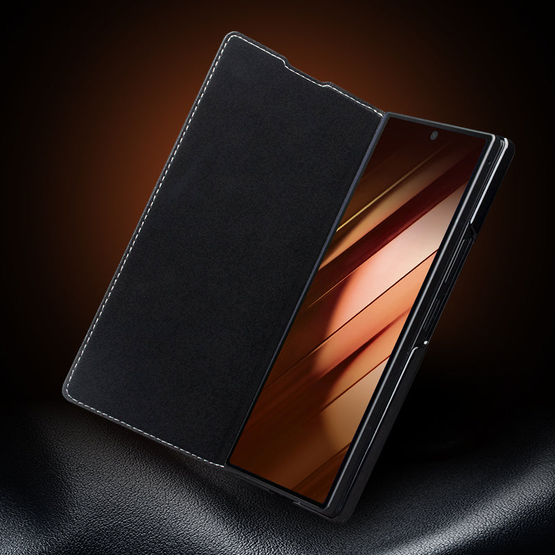 QIALINO Étui Premium Noir, en cuir véritable pleine fleur fait main, pour Samsung Galaxy Z Fold7
