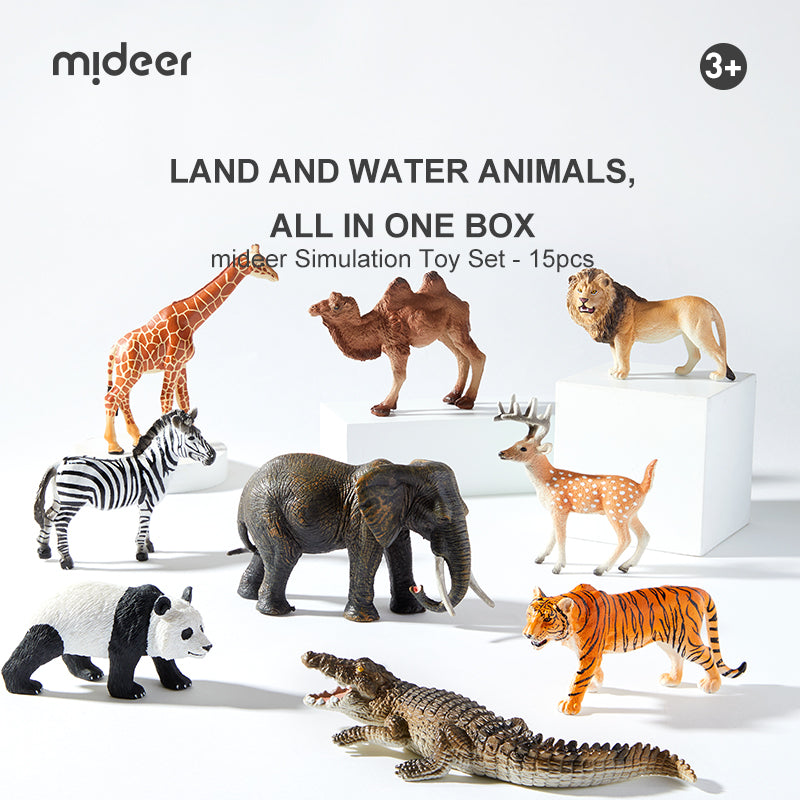 Mideer Coffret d’Animaux du Zoo : 15 Pièces