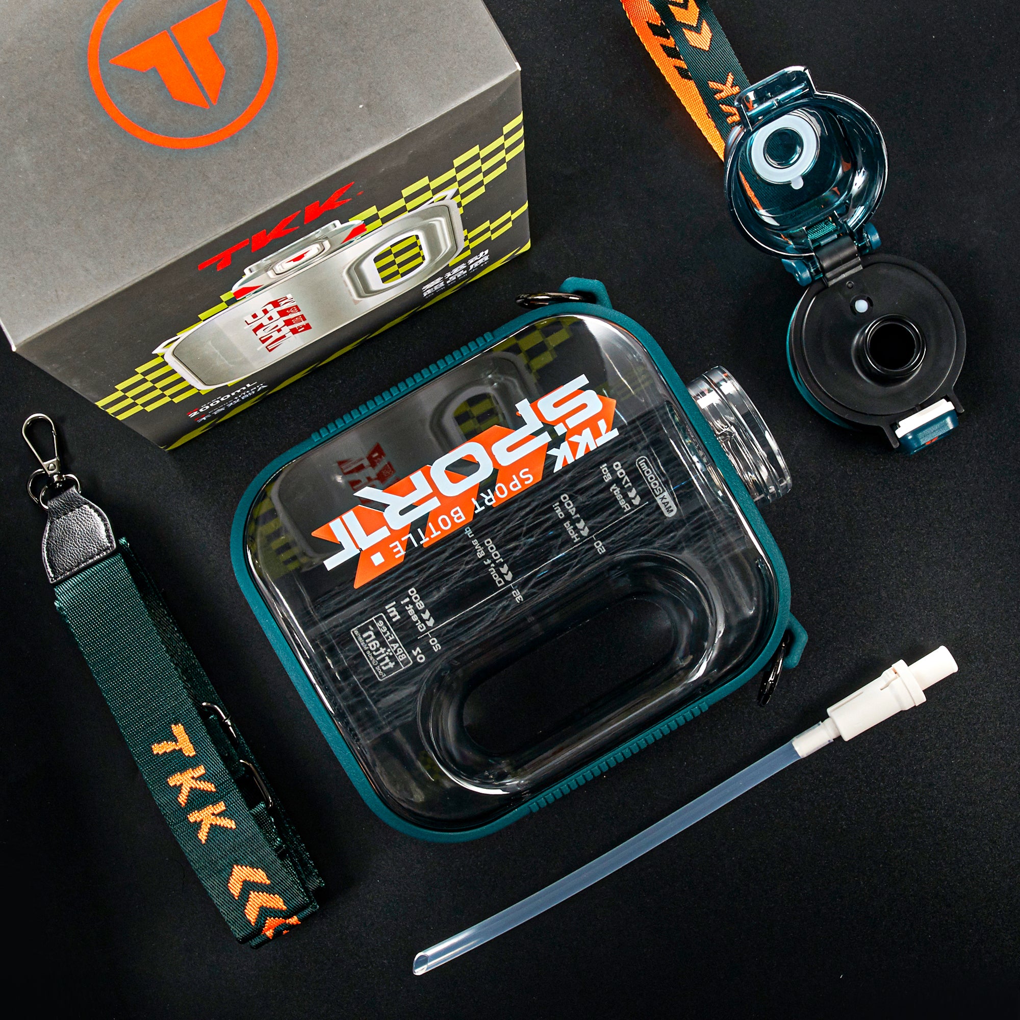 TKK Gourde de Sport en Tritan avec paille, sans BPA, idéale pour le Sport