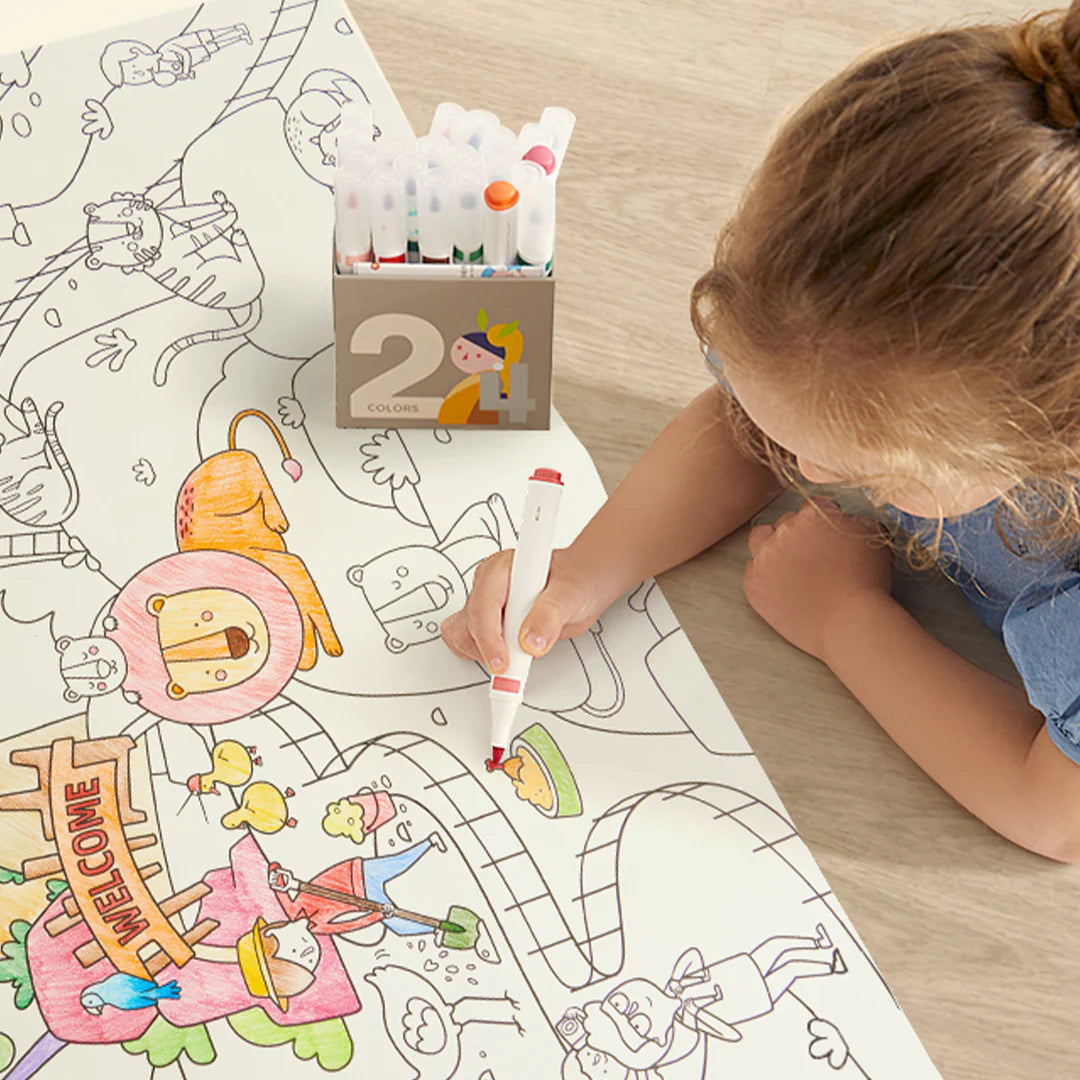 Mideer Rouleau de coloriage adhésif 4 mètres: Le zoo magique