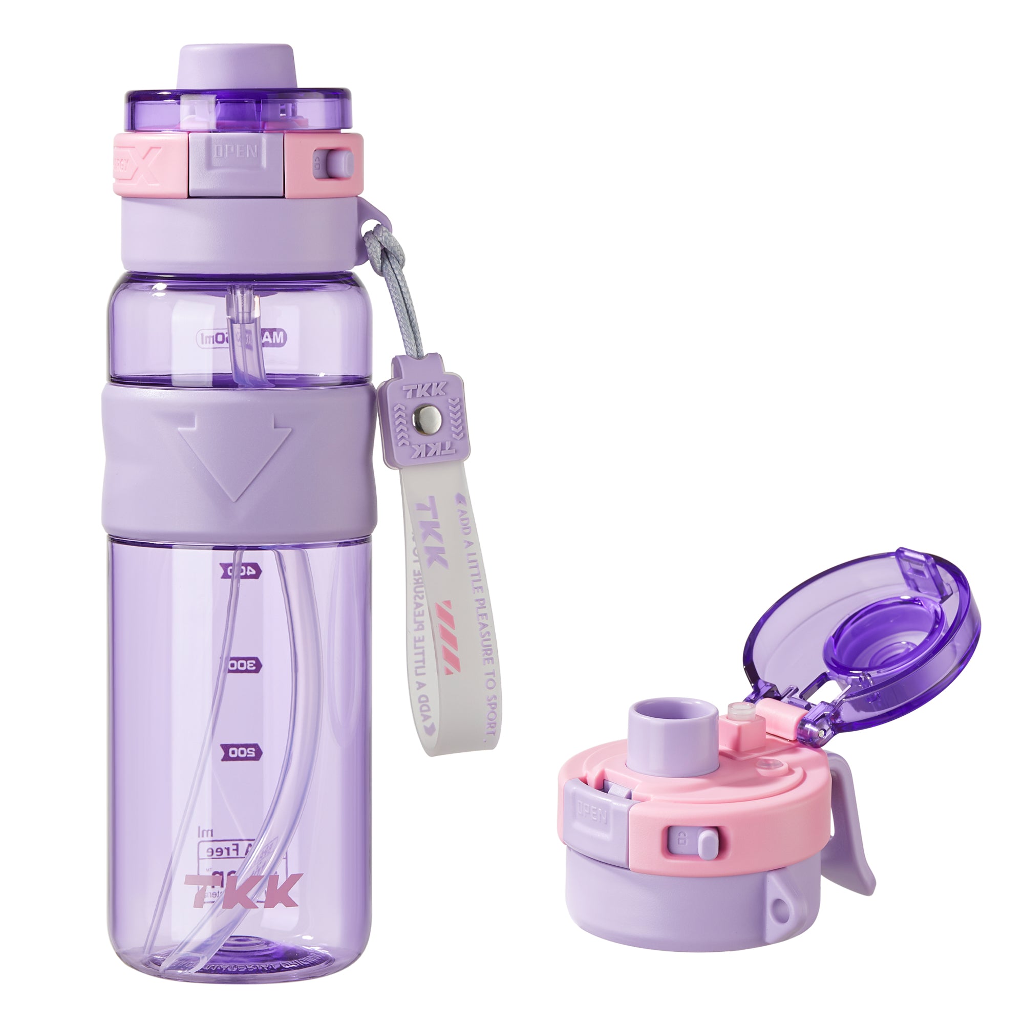 TKK Gourde Brumisateur 750ml avec Paille, Couvercle Rabattable Étanche, Sans BPA, en Tritan