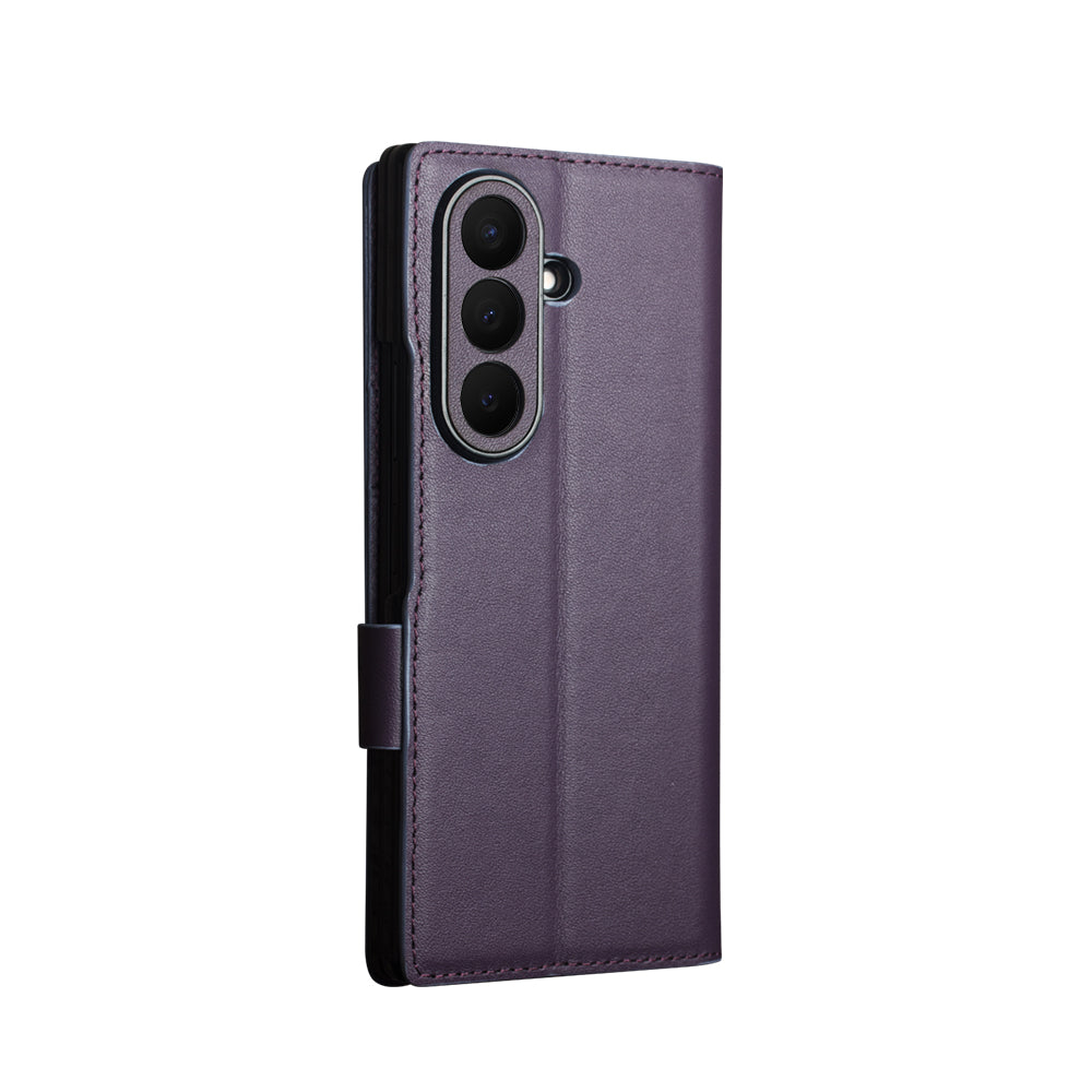 QIALINO Étui Portefeuille Magnétique Violet en cuir pleine fleur pour Samsung Galaxy Fold8 Ultra