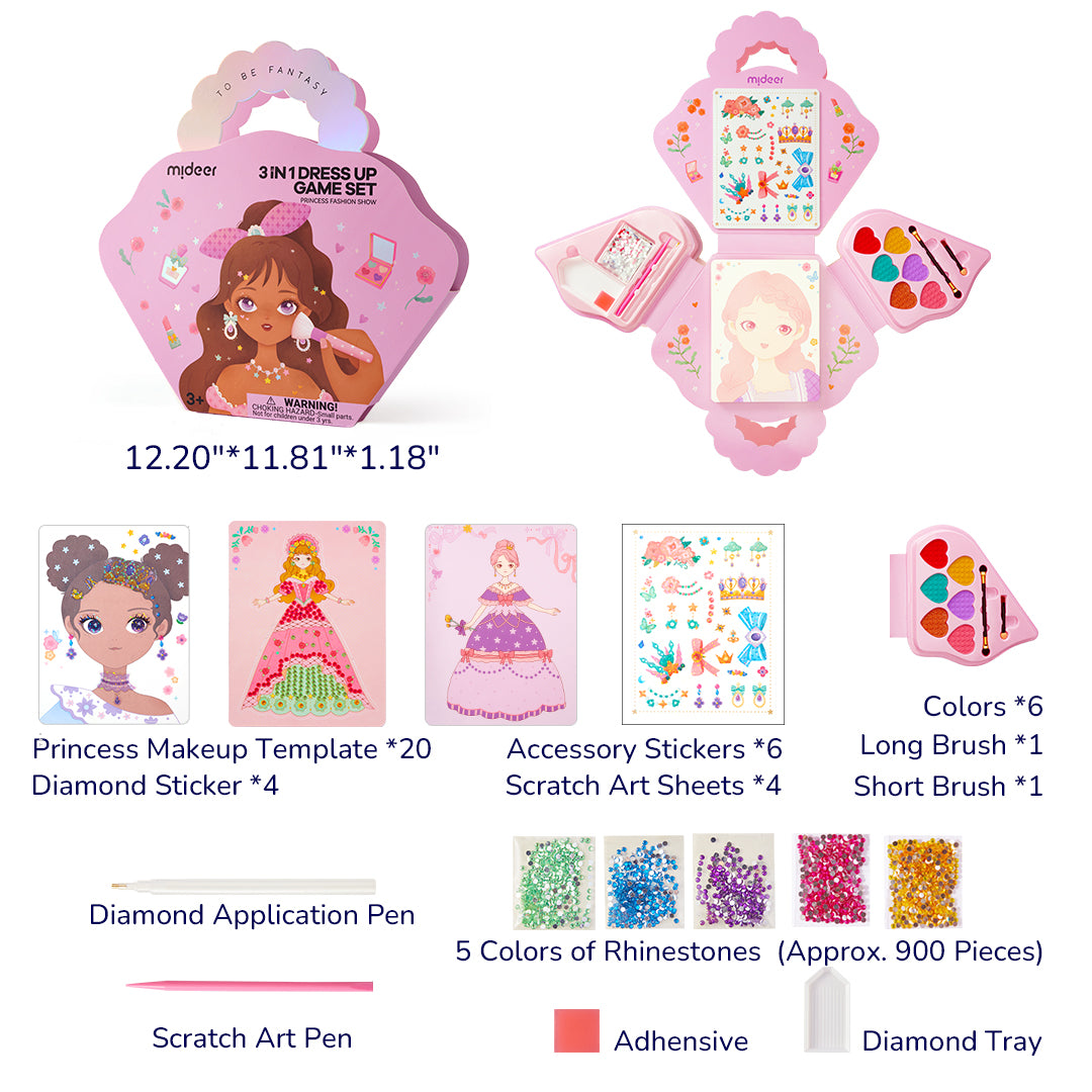 Mideer Coffret de Jeu d’Habillage 3-en-1 : Défilé de Mode Princesse