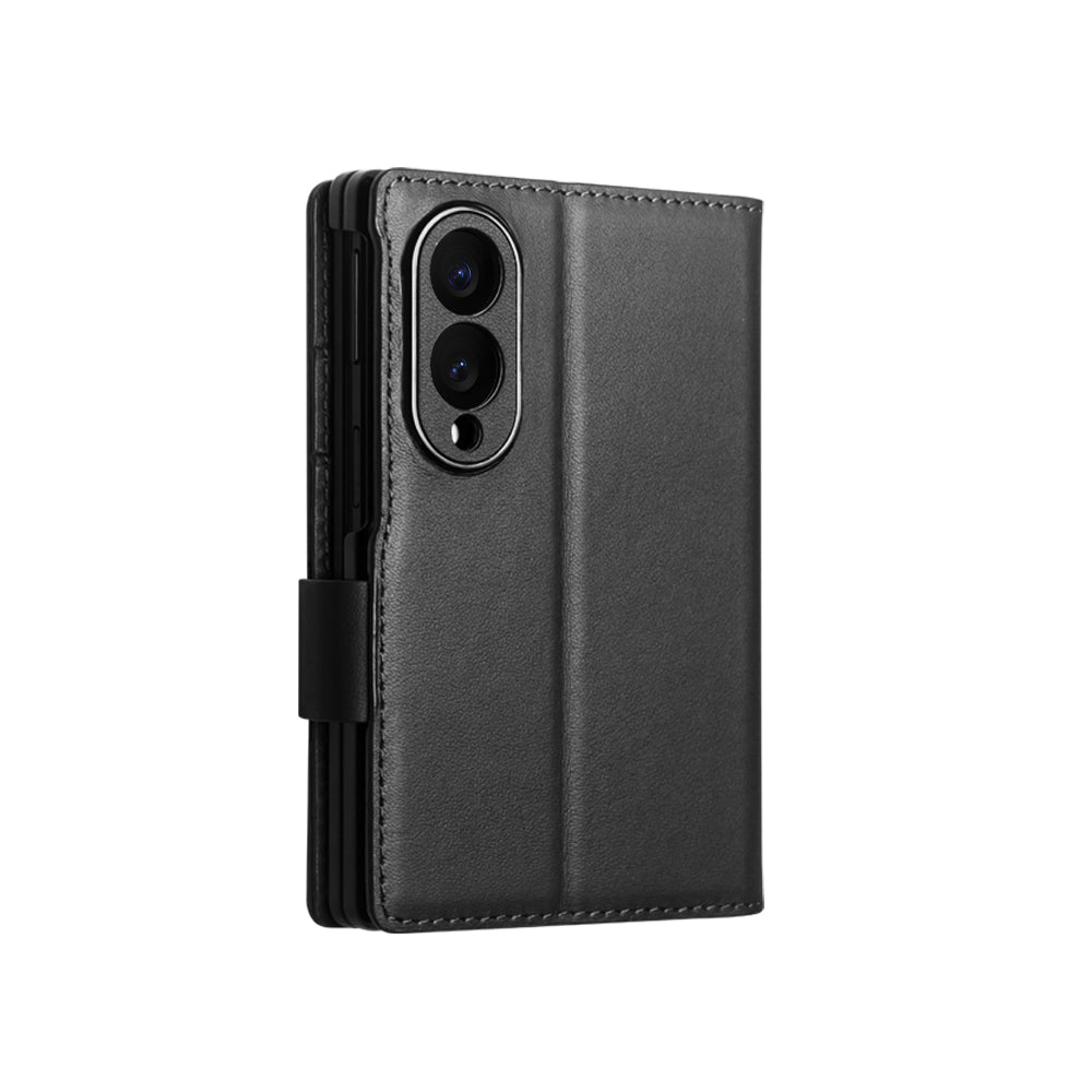 QIALINO Étui Portefeuille Magnétique Noir en cuir pleine fleur pour Samsung Galaxy Fold8