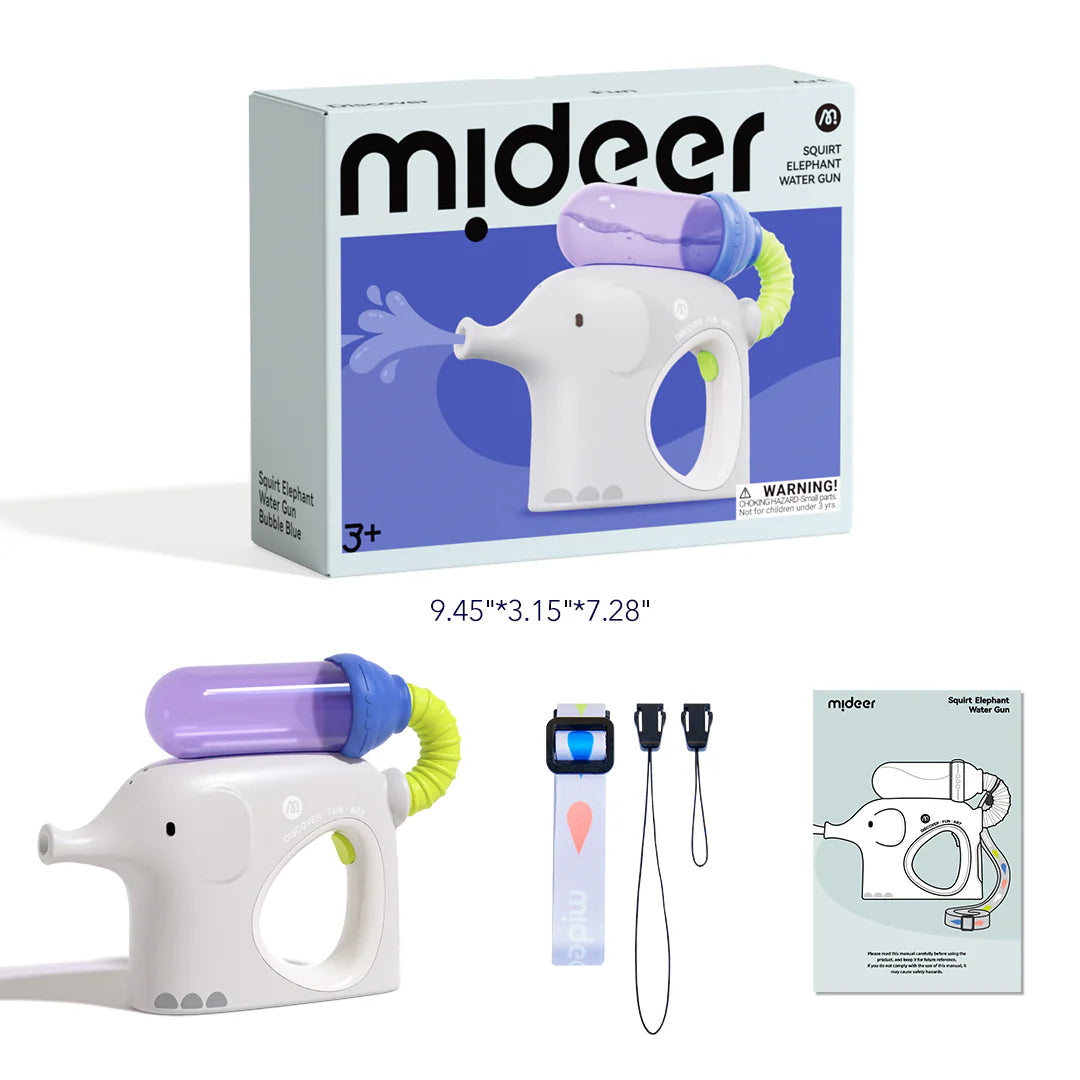 Mideer Pistolet à eau Squirt Elephant : Bleu bubble
