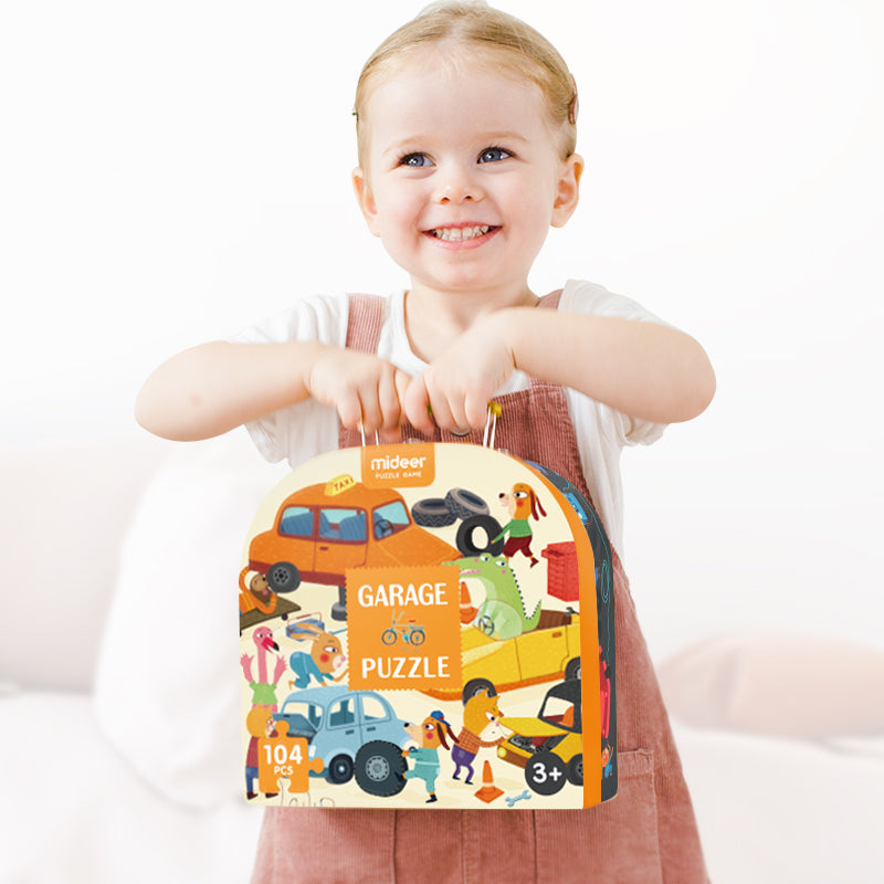 Mideer Boîte Puzzle Portable, Mon Garage : 104 pièces