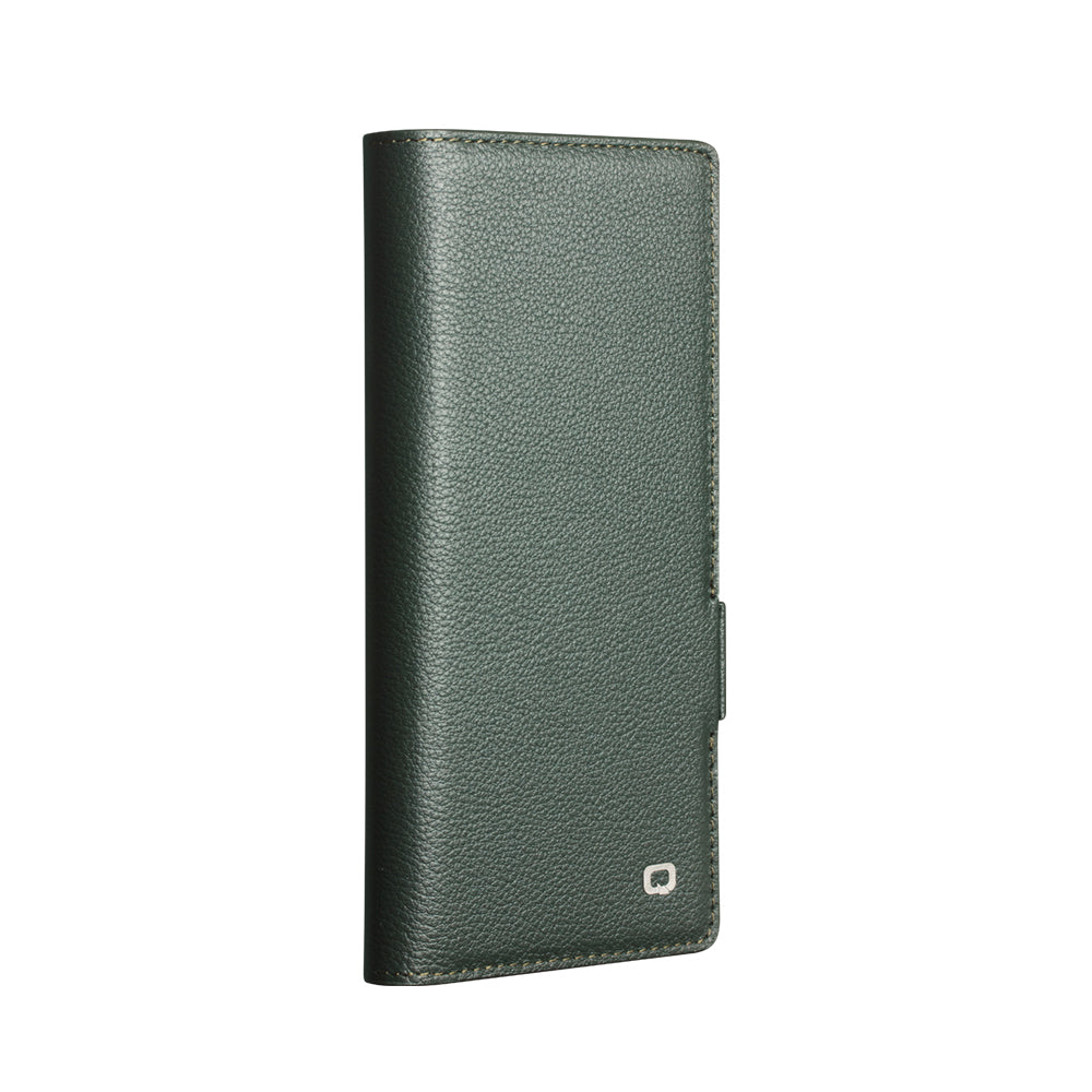QIALINO Étui Portefeuille Magnétique Cyan en cuir pleine fleur pour Samsung Galaxy Fold8 Ultra