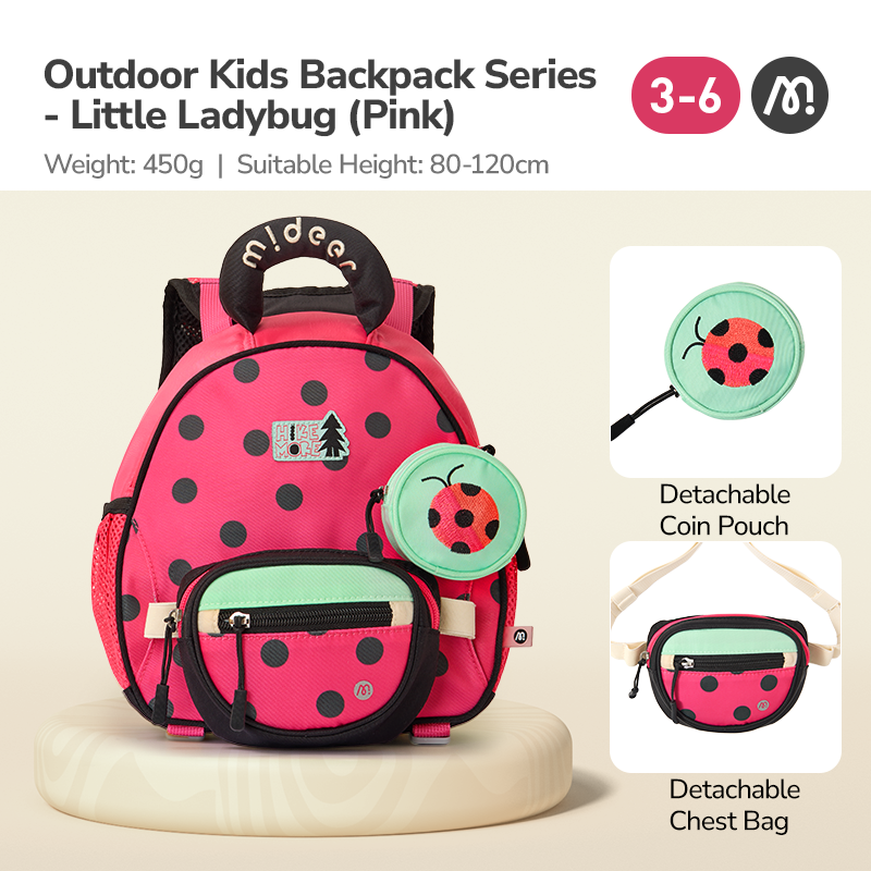 Mideer Backpack, Sac à dos enfant : Petite Coccinelle Rose