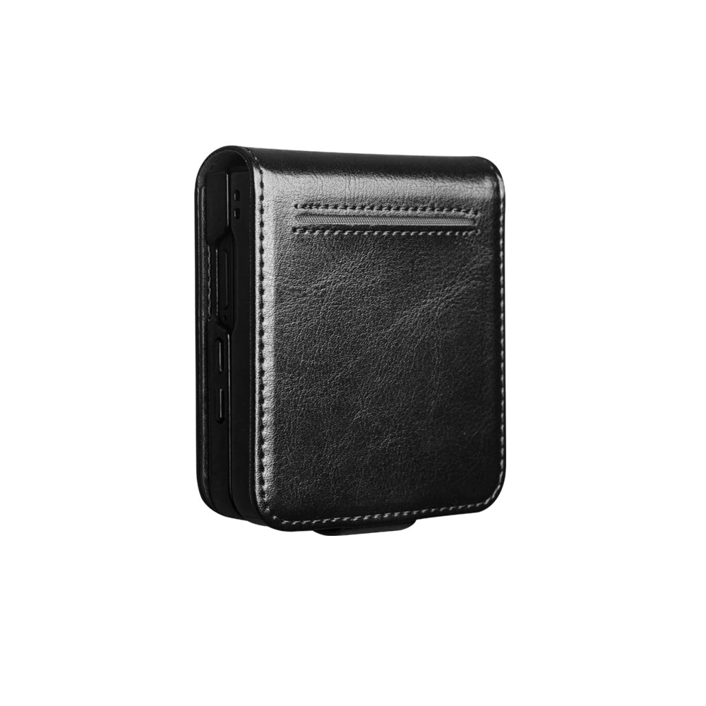 QIALINO Étui Premium Noir, en cuir véritable fait Main pour Samsung Galaxy Z Flip7