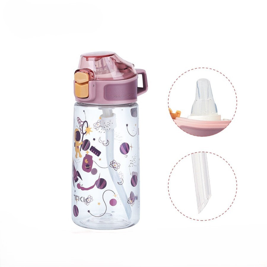 TKK Bouteille enfant 400ml, anti-fuite avec paille, Tritan sans BPA, ouverture à une main