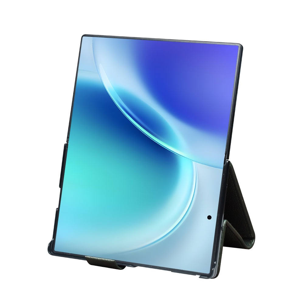 QIALINO Étui Portefeuille Magnétique Cyan en cuir pleine fleur pour Samsung Galaxy Fold8