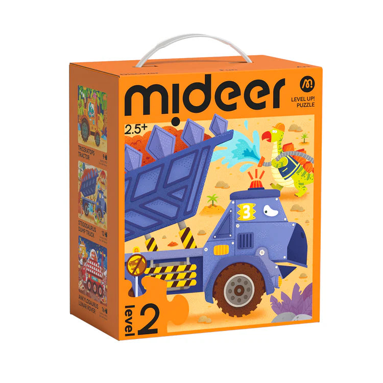 Mideer Puzzles Level Up! avec sac de rangement Niveau 2 : Projets dinosaures, 9 à 16 pièces