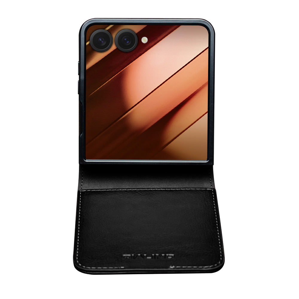 QIALINO Étui Premium Noir, en cuir véritable fait Main pour Samsung Galaxy Z Flip7