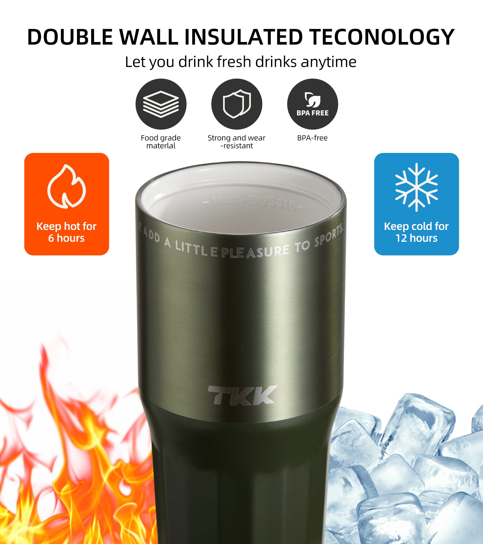 TKK Tumbler Isotherme Premium 700ml, Revêtement intérieur Céramique