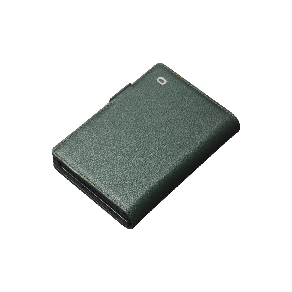 QIALINO Étui Portefeuille Magnétique Cyan en cuir pleine fleur pour Samsung Galaxy Fold8