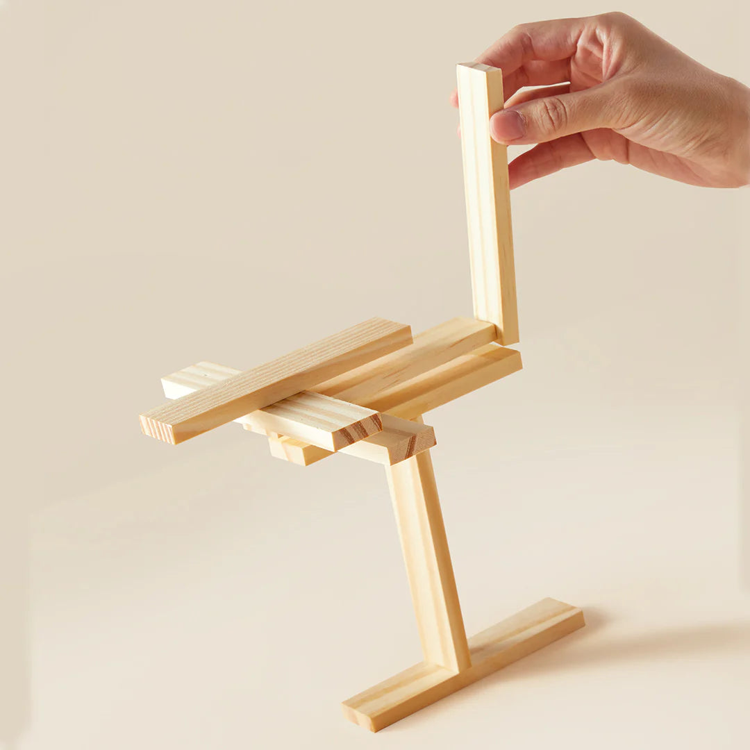 Mideer Blocs de construction en bois Archimède, Bois Naturel, 50 pièces