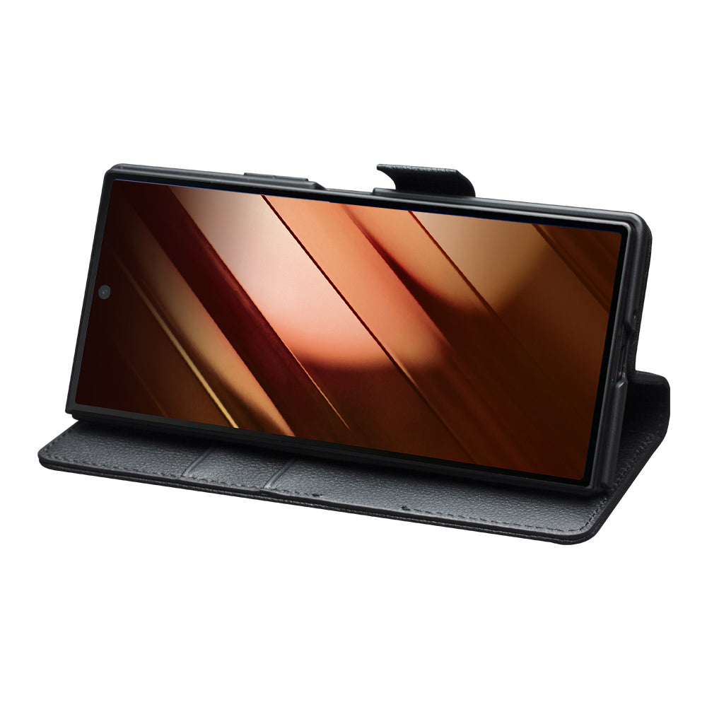 QIALINO Étui Portefeuille Magnétique Noir en cuir pleine fleur pour Samsung Galaxy Fold7