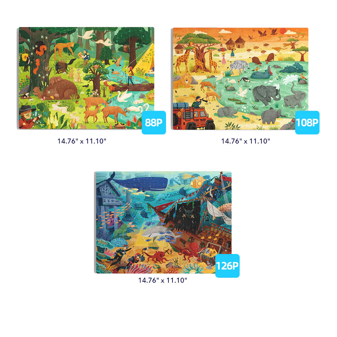 Mideer Puzzles Level Up! avec sac de rangement Niveau 5 : Aventure merveilleuse, 88 à 126 pièces