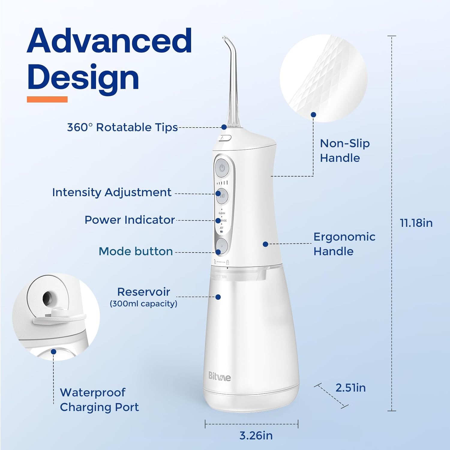 Bitvae C6 Hydropulseur Dentaire pour Nettoyage Interdentaire, Étanche IPX7