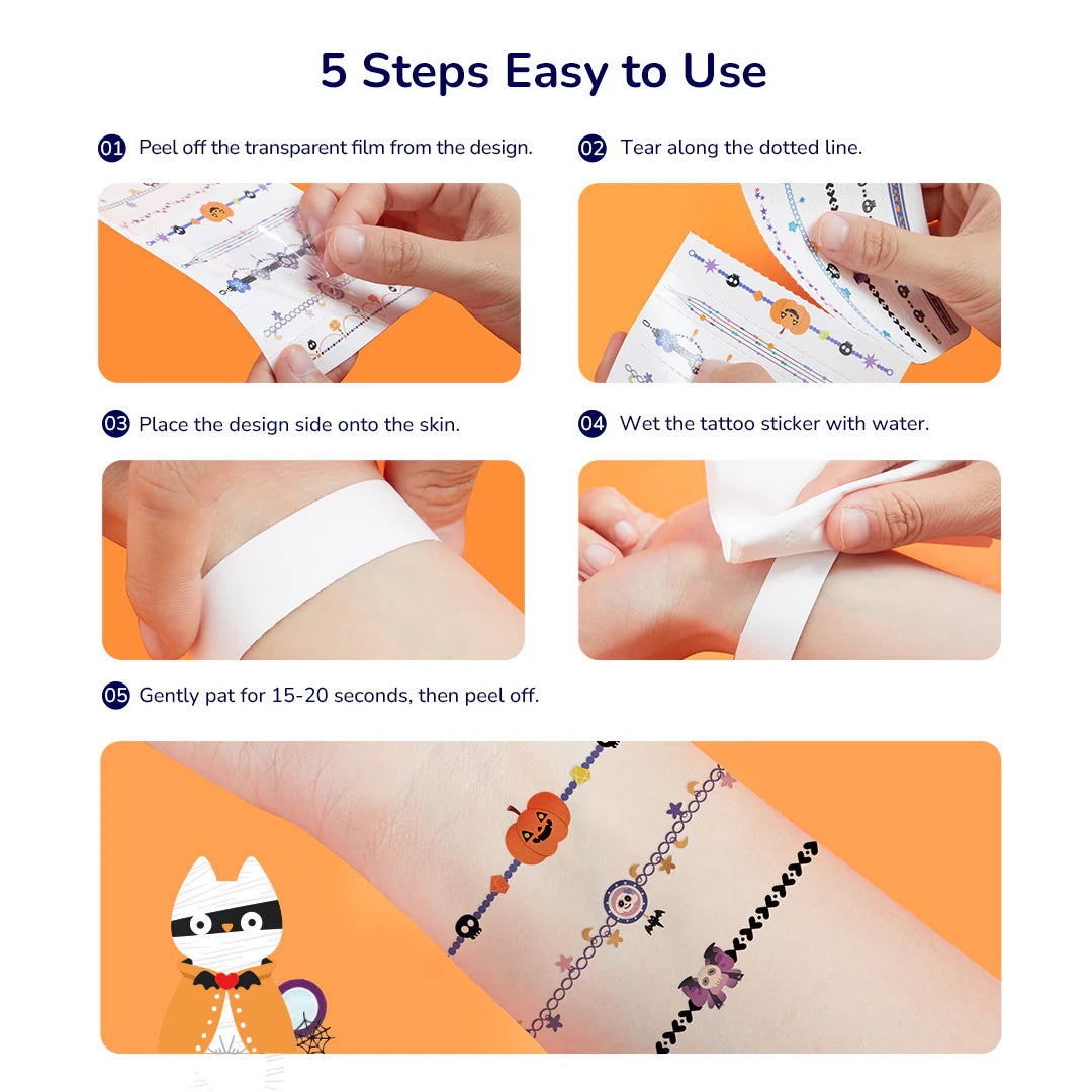 Mideer Pack stickers déguisement Halloween : tatouages temporaires, stickers pour ongles et plus encore, 1000 pièces