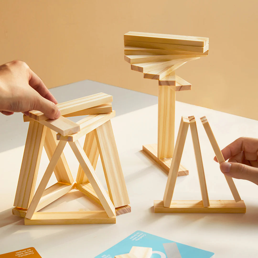 Mideer Blocs de construction en bois Archimède, Bois Naturel, 50 pièces