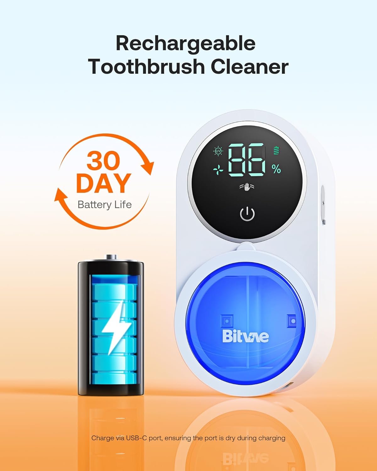 Bitvae Stérilisateur UV pour Brosse à Dents avec Support et écran LED