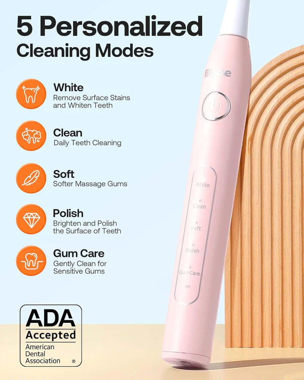 Bitvae D2 Pack, 2 Brosses à Dents électriques Noir et Rose, Ultrasonique avec 8 Têtes de Brosse