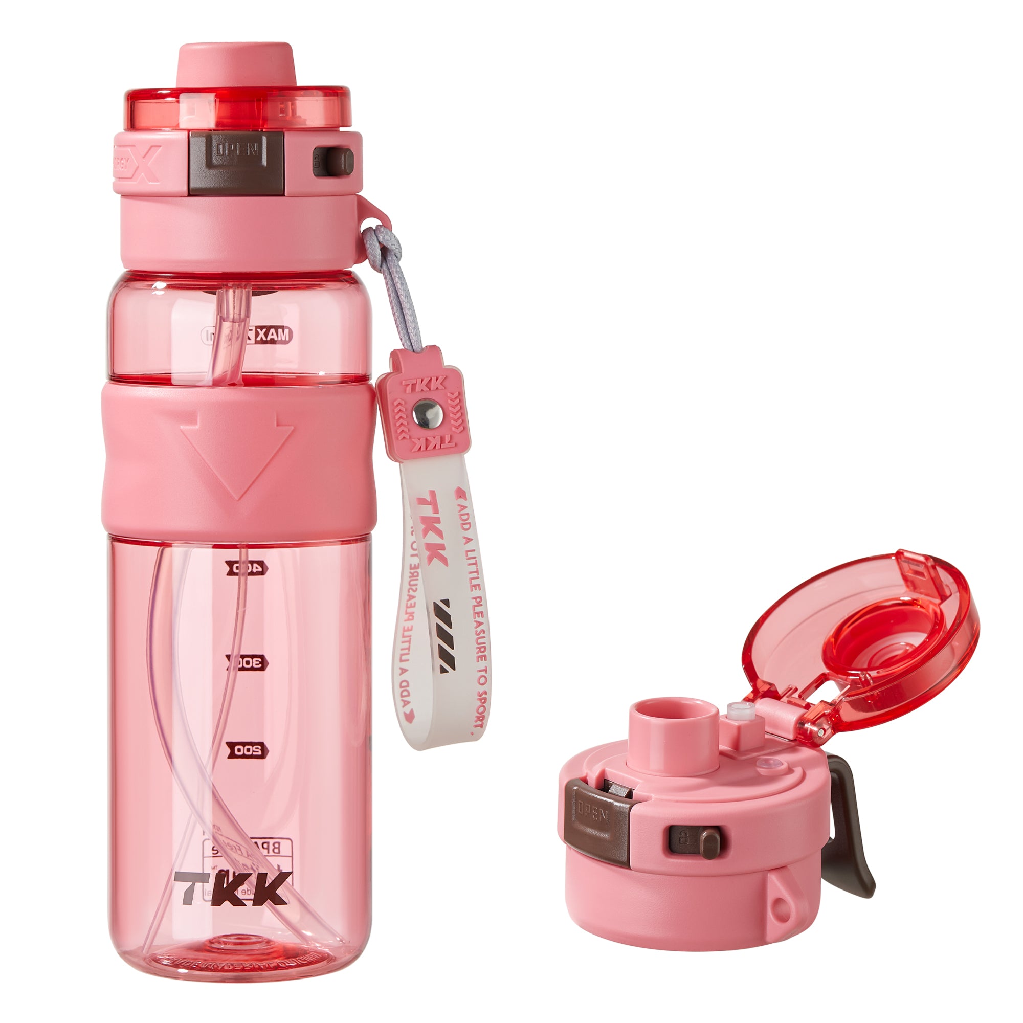 TKK Gourde Brumisateur 750ml avec Paille, Couvercle Rabattable Étanche, Sans BPA, en Tritan