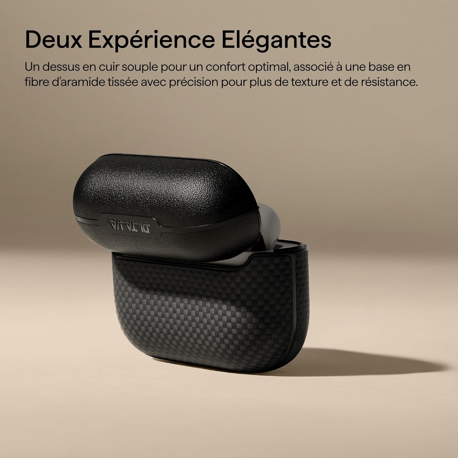 PITAKA Coque magnétique en fibre d’aramide pour Apple AirPods Pro3 Black/Grey