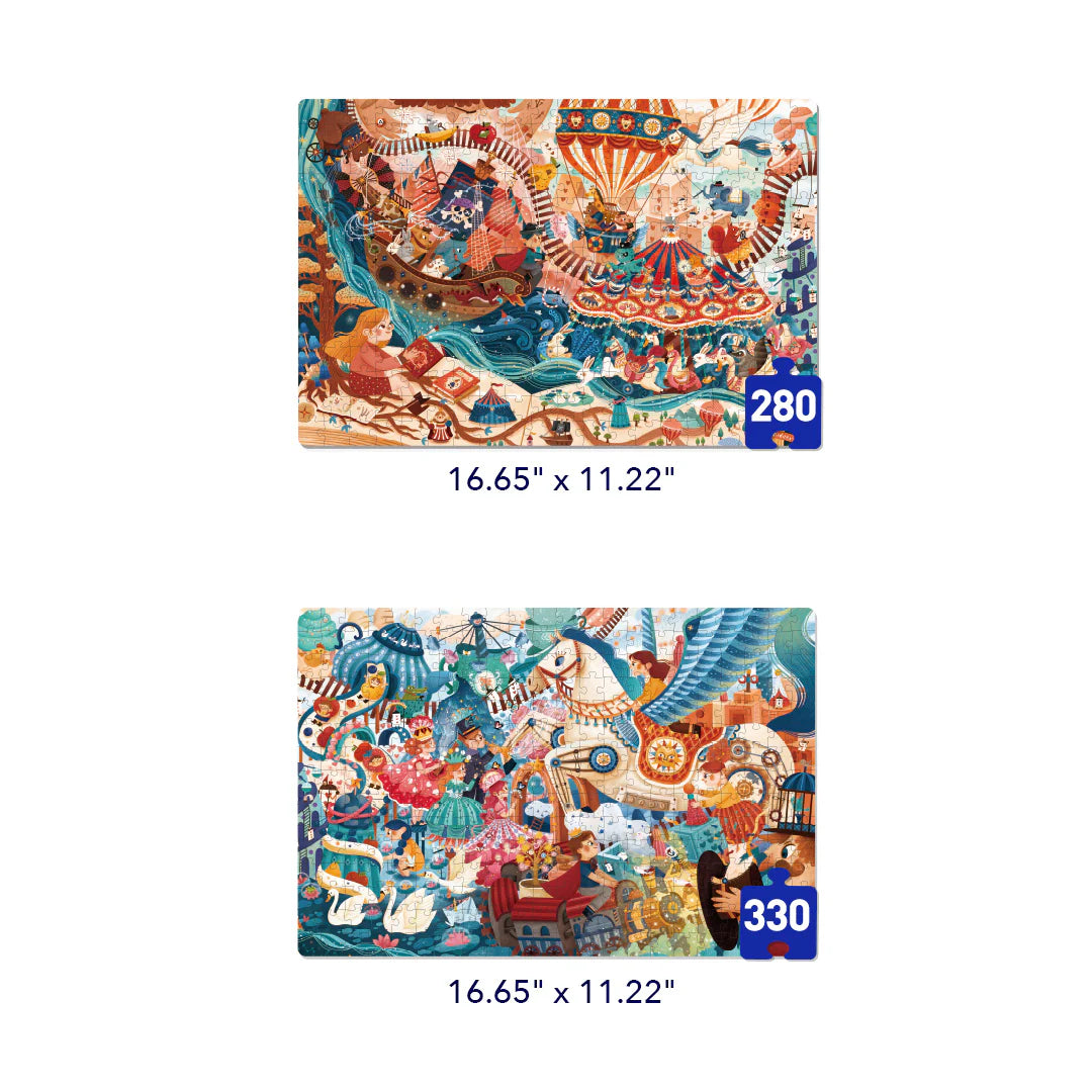 Mideer Puzzles Level Up! avec sac de rangement Niveau 8 : Livre magique et contes de fées, 280 à 330 pièces