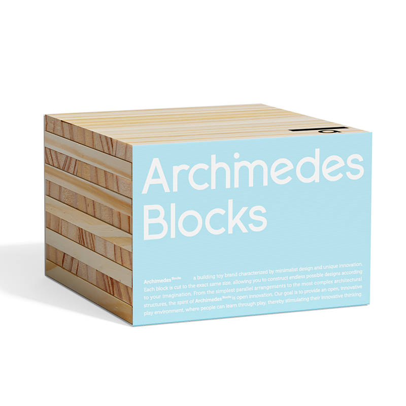 Mideer Blocs de construction en bois Archimède, Bois Naturel, 50 pièces