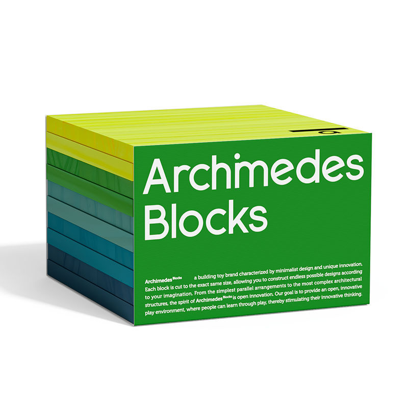 Mideer Blocs de construction en bois Archimède, Couleurs Froides, 50 pièces