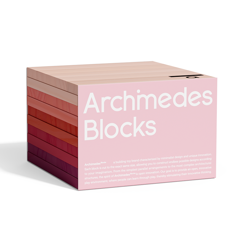 Mideer Blocs de construction en bois Archimède, Rose et Violet, 50 pièces