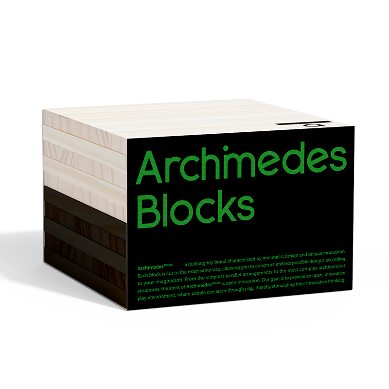 Mideer Blocs de construction en bois Archimède, Noir et blanc, 50 pièces