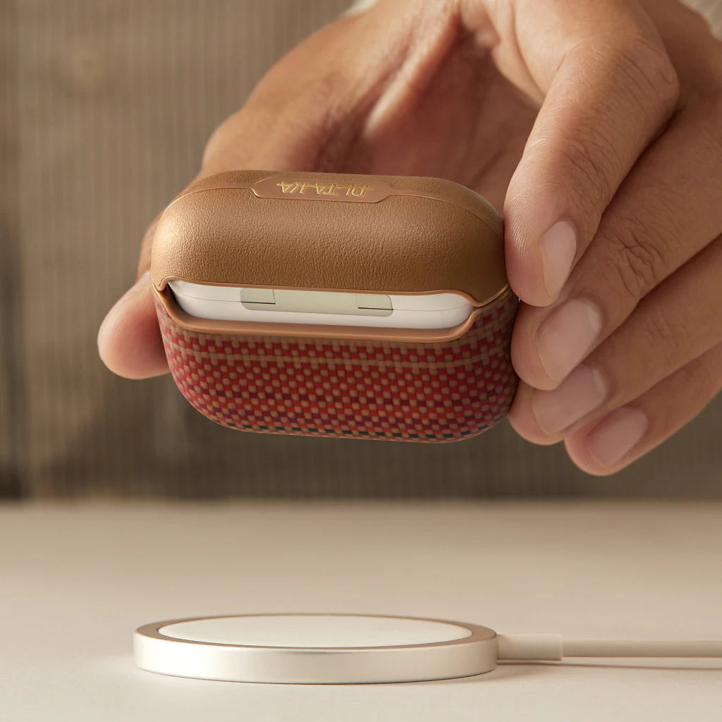 PITAKA Coque magnétique en fibre d’aramide pour Apple AirPods Pro3 Sunset